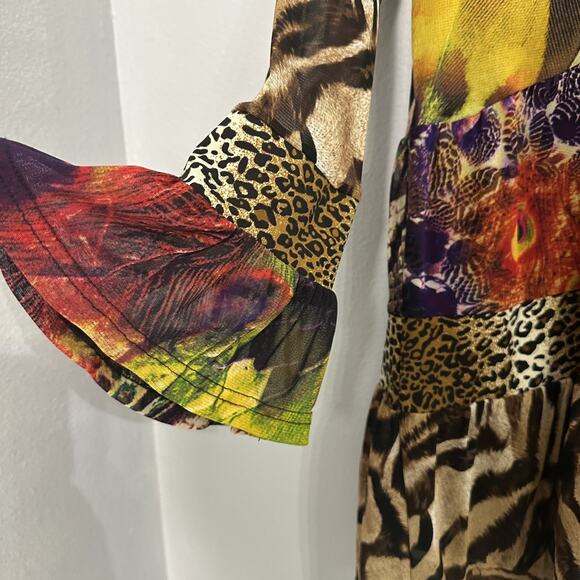 Calessa Vibrant Blouse Top Colorful Lined Wearable Art Boho Western Womens Small - Picture 3 of 10